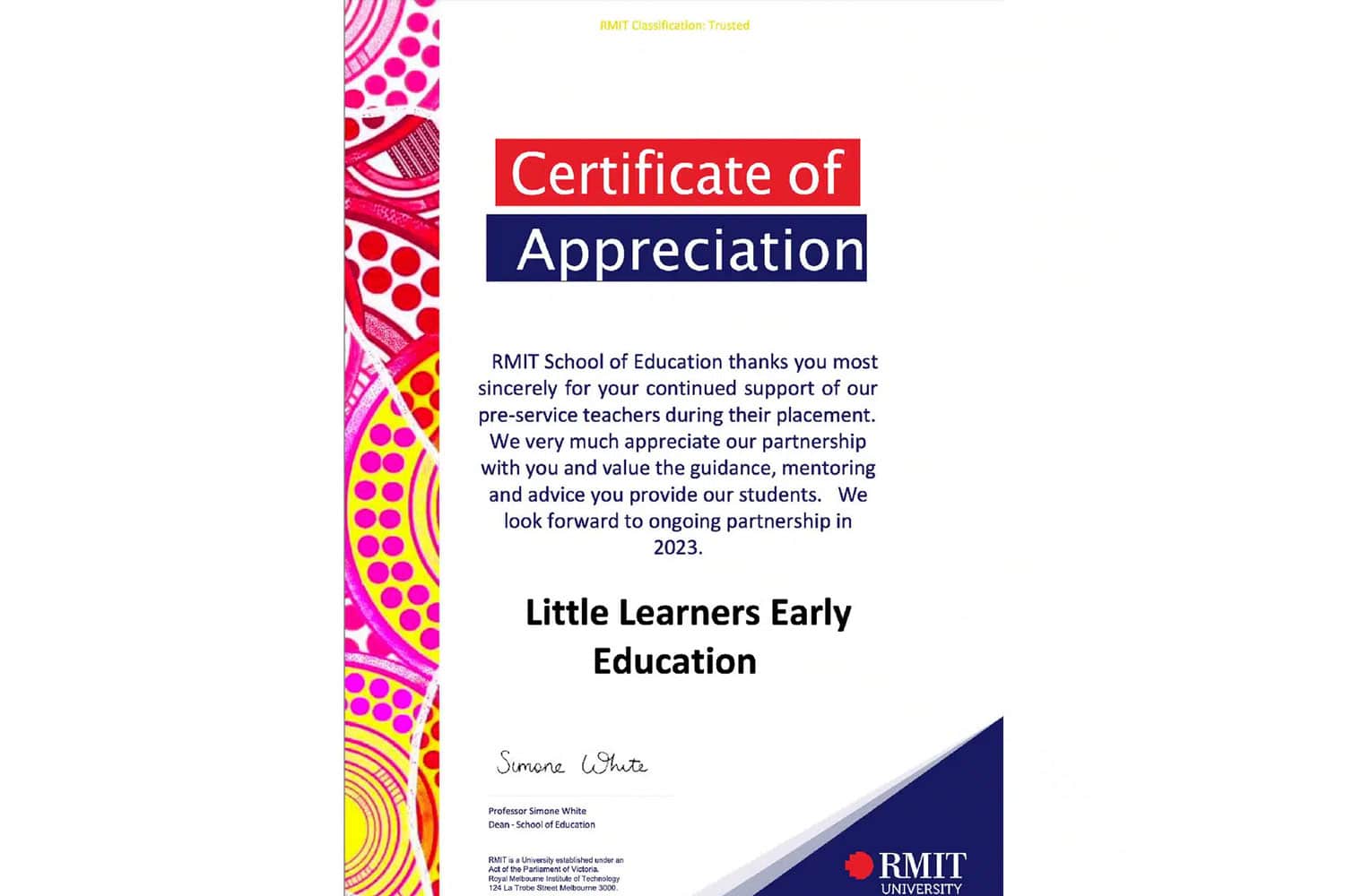 RMIT University Appreciation